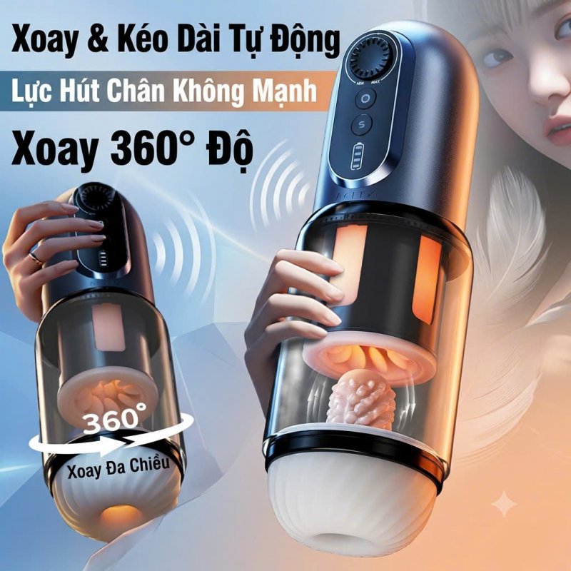 Âm đạo giả Svakom Godwin xoay thụt hút tự động có đế gắn tường