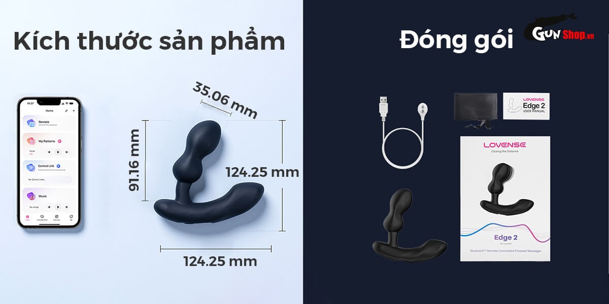 Bảng giá Máy massage tuyến tiền liệt Lovense Edge 2 hình chữ L điều khiển qua app hàng mới về