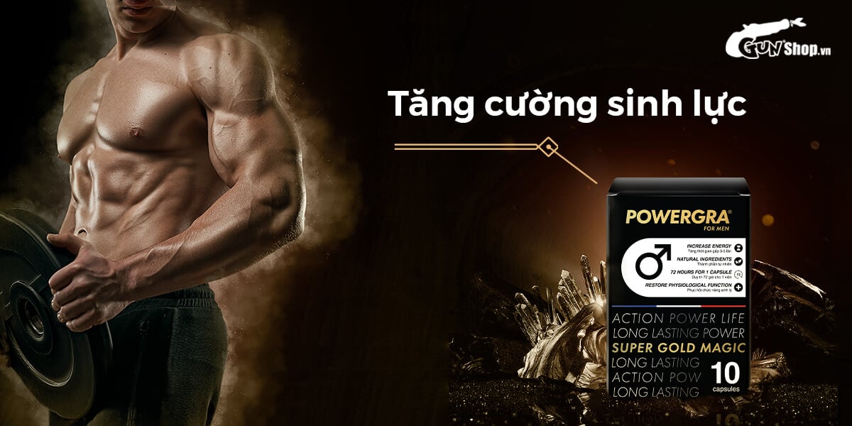 Powergra For Men Super Gold Magic 10 viên tăng cường sinh lý nam mạnh mẽ