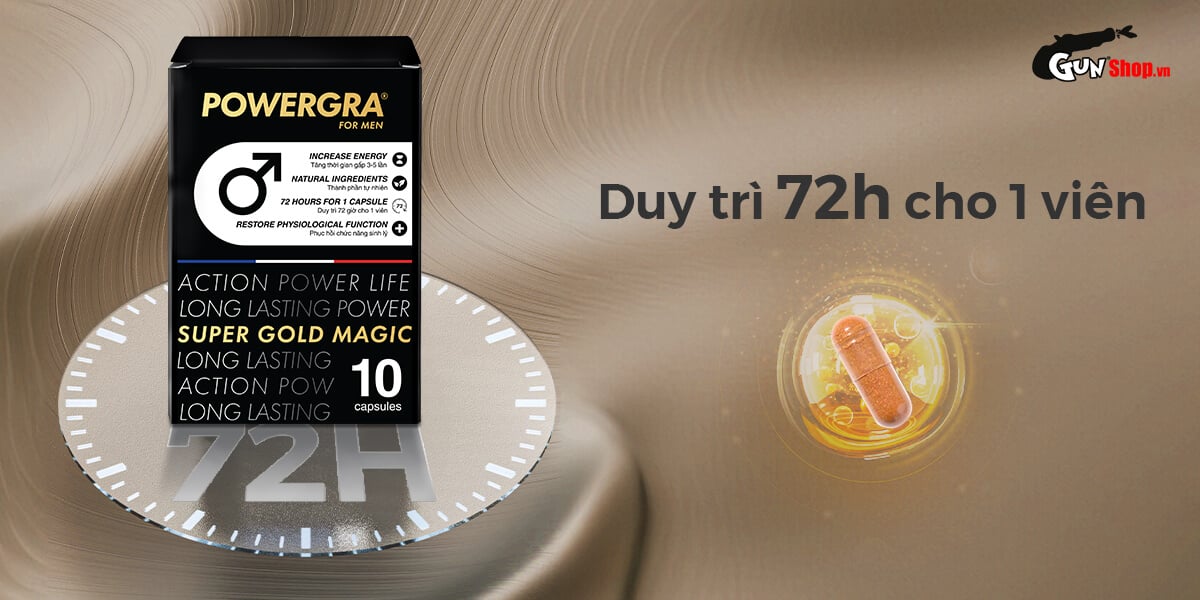 Powergra For Men Super Gold Magic 10 viên tăng cường sinh lý nam mạnh mẽ