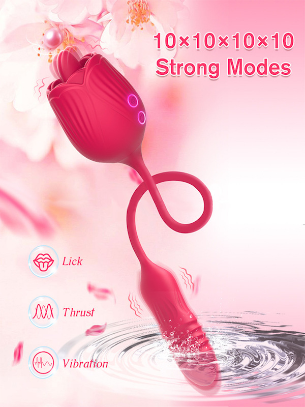 Trứng rung hoa hồng thụt mạnh lưỡi liếm massage điểm G cao cấp