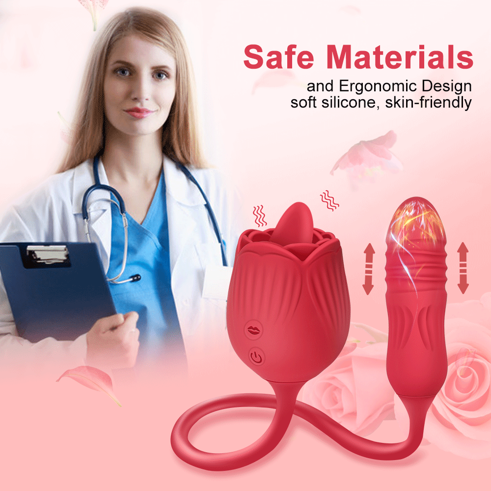 Trứng rung hoa hồng thụt mạnh lưỡi liếm massage điểm G cao cấp