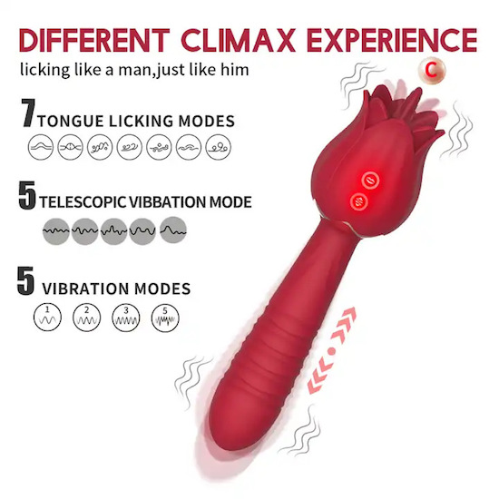 Cửa hàng bán Dương vật giả 2 đầu rung thụt kèm lưỡi liếm hình bông hoa hồng chày rung massage mới nhất Cửa hàng bán Dương vật giả 2 đầu rung thụt kèm lưỡi liếm hình bông hoa hồng chày rung massage mới nhất