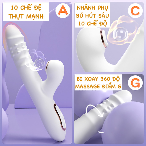 Đại lý Dương vật giả Ankni rung thụt hút màu trắng siêu mềm có bi xoay có tốt không?