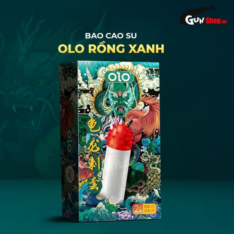 Bao cao su OLO Rồng xanh siêu gai chùm đầu, tặng bi silicon