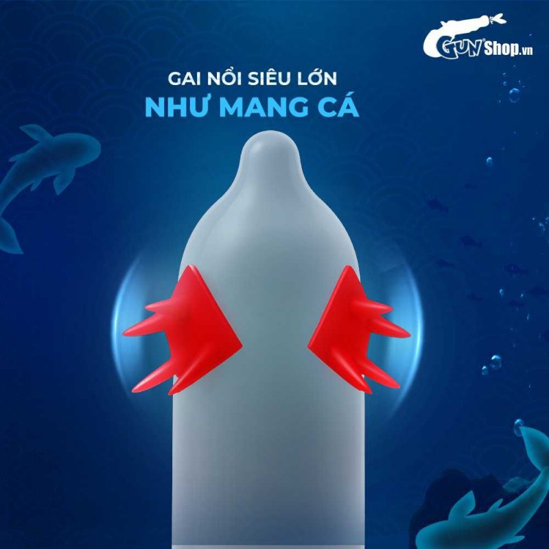 Bao cao su OLO Cá Thần Gai cạnh Tăng khoái cảm Hộp 1 cái bi silicon