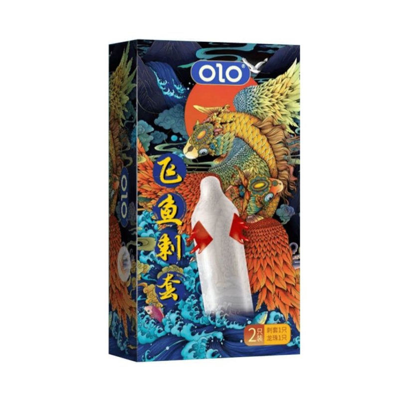 Bao cao su OLO Cá Thần Gai cạnh Tăng khoái cảm Hộp 1 cái bi silicon