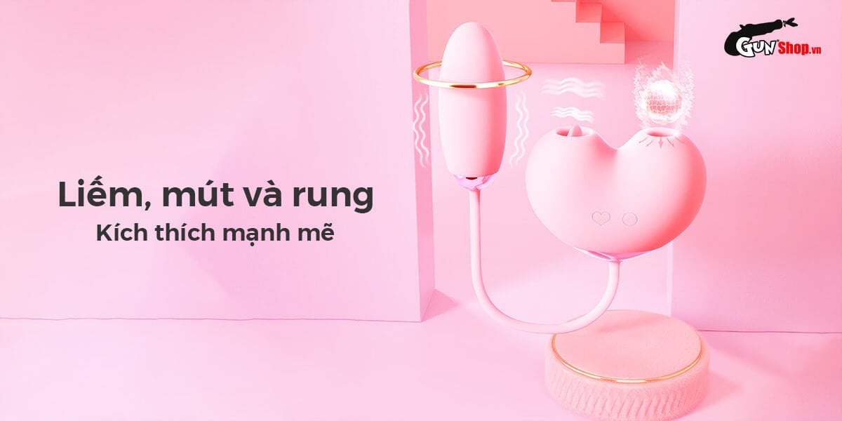 Máy bú mút đôi Svakom Peach Dolphin rung trứng massage kích thích