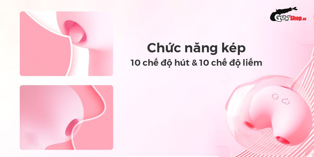 Máy bú mút đôi Svakom Peach Dolphin rung trứng massage kích thích