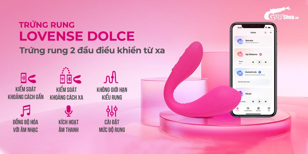 Trứng rung Lovense Dolce 2 đầu thông minh điều khiển app tiện lợi