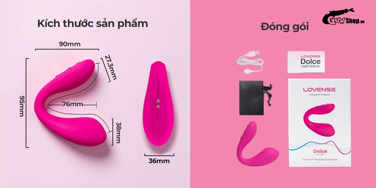 Trứng rung Lovense Dolce 2 đầu thông minh điều khiển app tiện lợi