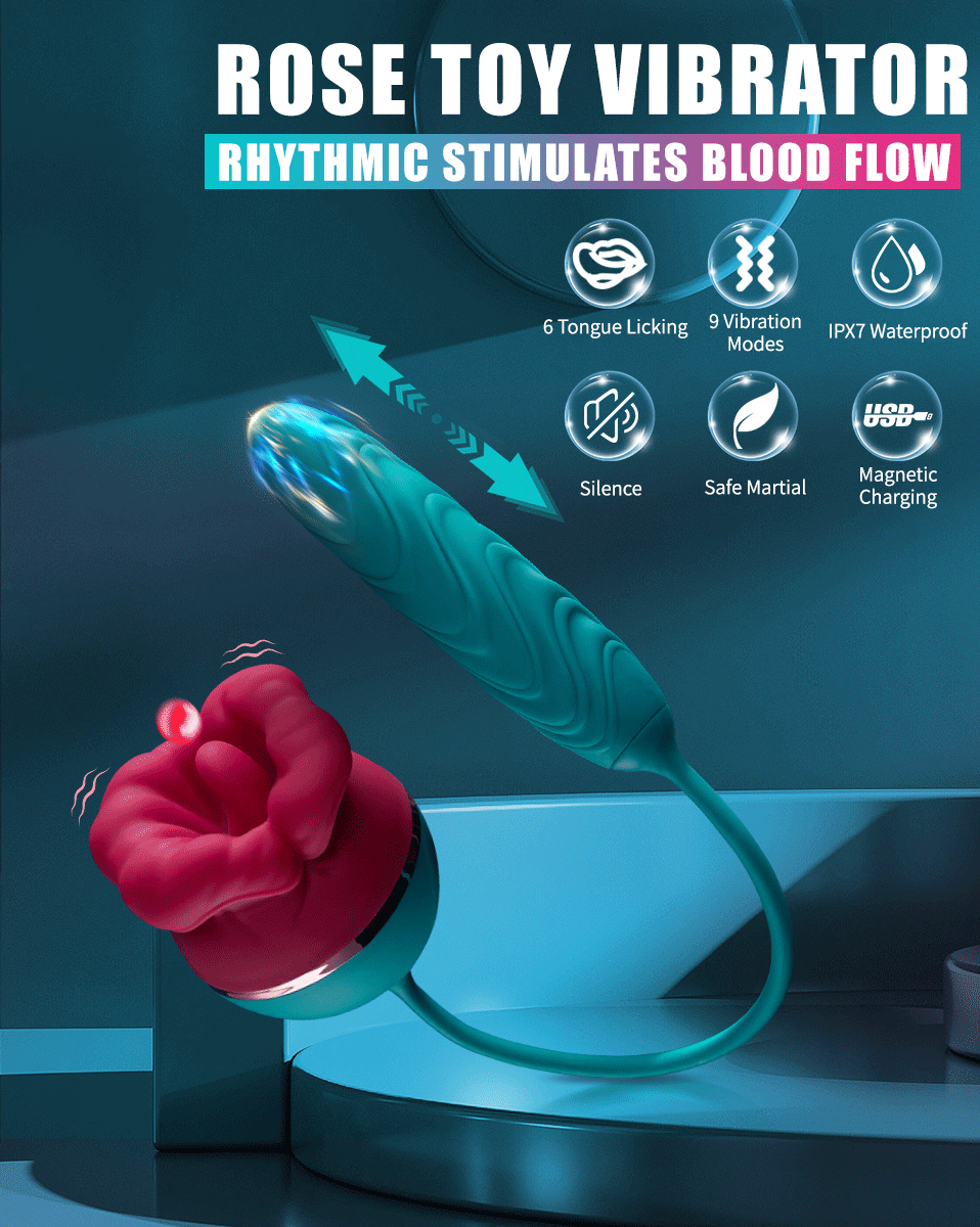 Bỏ sỉ Trứng rung hoa hồng 2 đầu rung thụt mạnh kèm lưỡi liếm massage giá rẻ