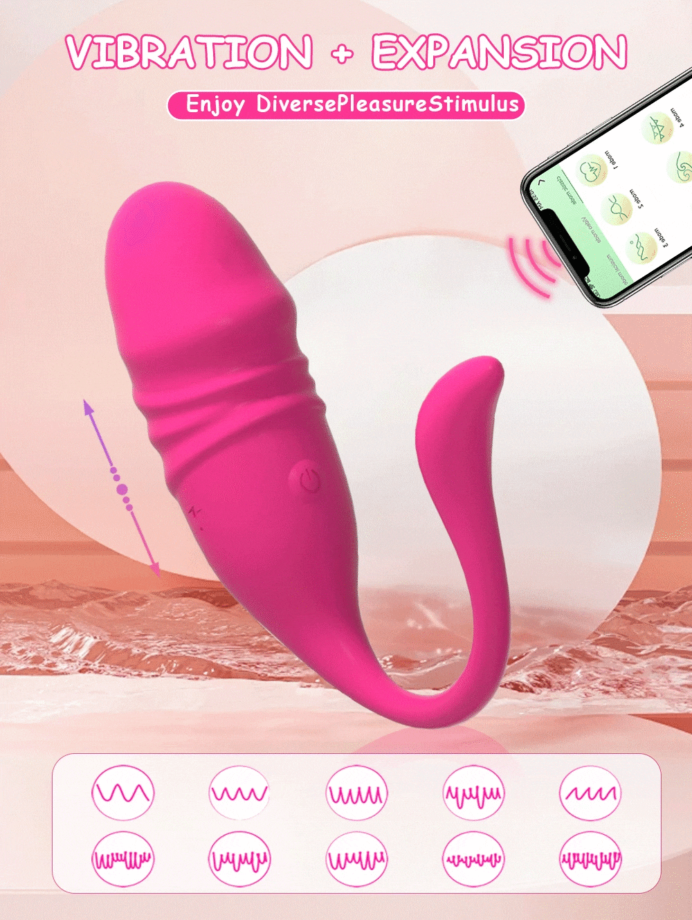 Trứng rung 2 đầu thụt rung điều khiển app kích thích mạnh mẽ