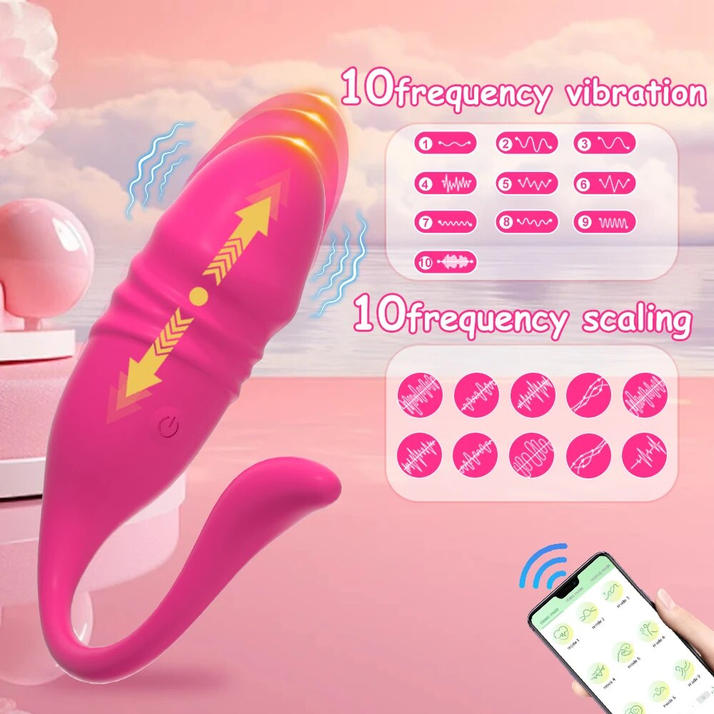 Trứng rung 2 đầu thụt rung điều khiển app kích thích mạnh mẽ