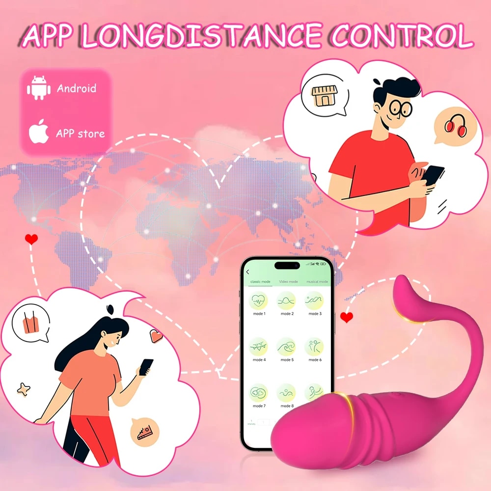 Trứng rung 2 đầu thụt rung điều khiển app kích thích mạnh mẽ