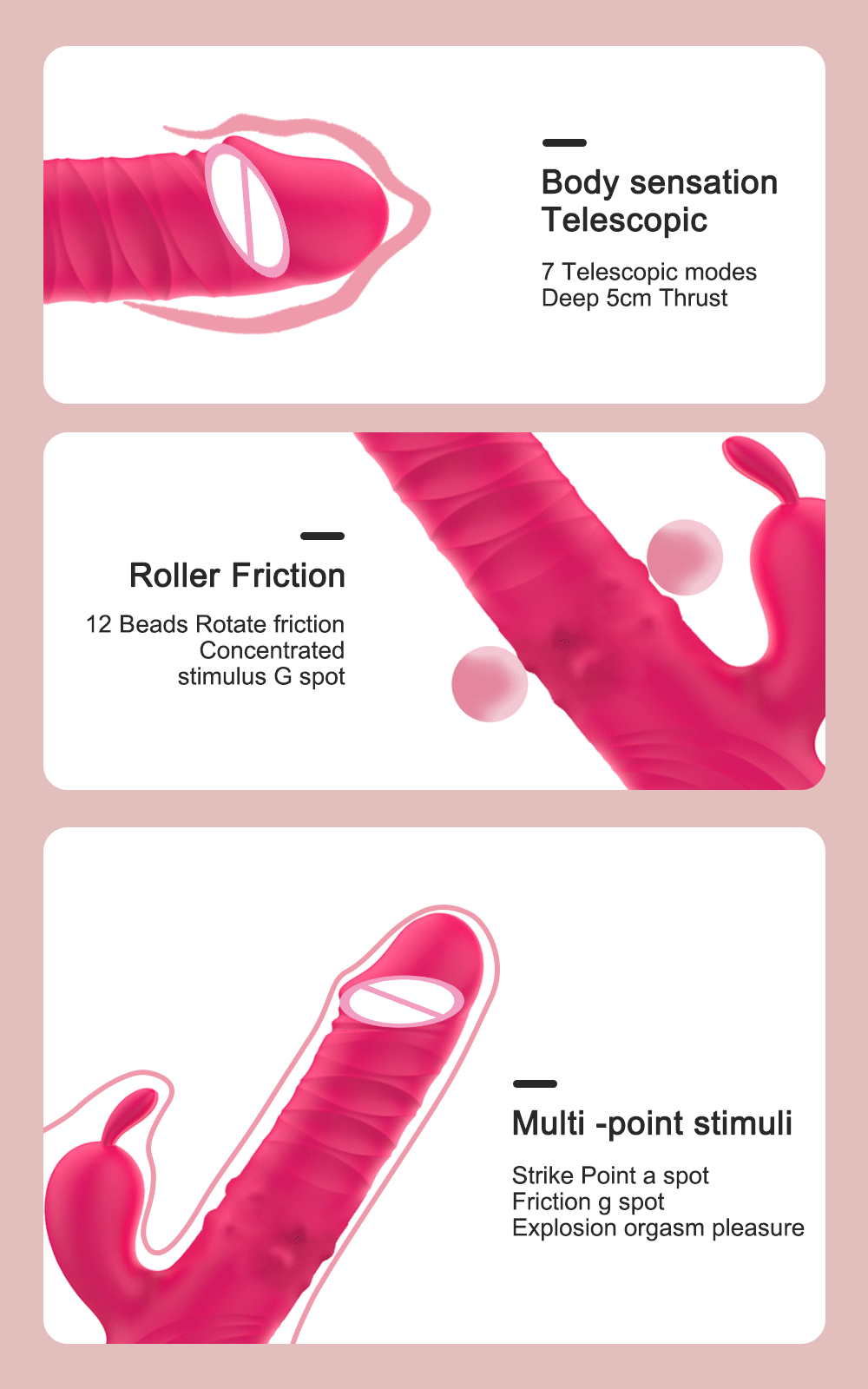 Dương vật giả rung thụt xoay tròn kèm tai thỏ kích thích mạnh