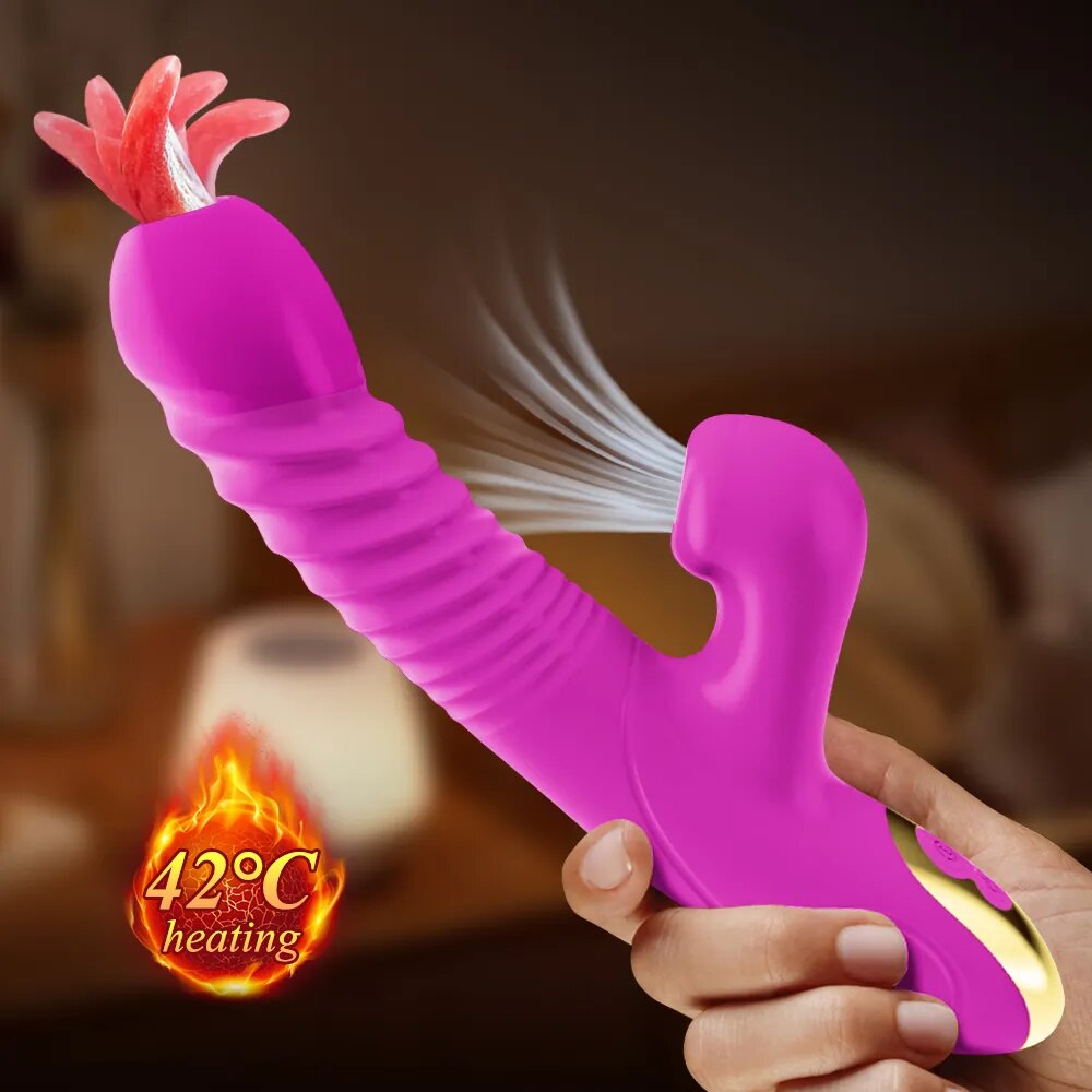 Review Dương vật giả đa năng rung ngoáy thụt hút lưỡi liếm mút toả nhiệt hàng xách tay