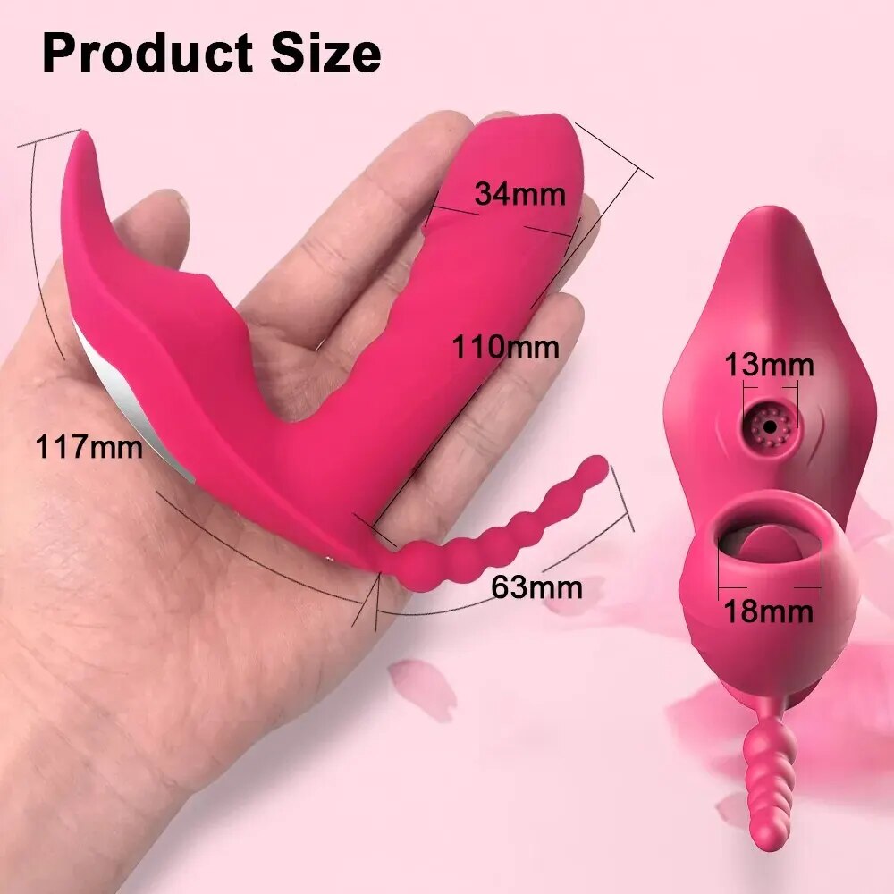 Sỉ Dương vật giả 3 trong 1 Love Spouse rung liếm hút kết nối Bluetooth điều khiển qua app hàng xách tay