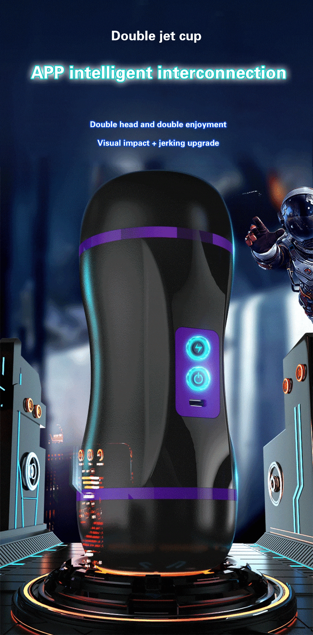 Âm đạo giả 3D 2 đầu rung hút điều khiển app, hưng phấn cực đỉnh