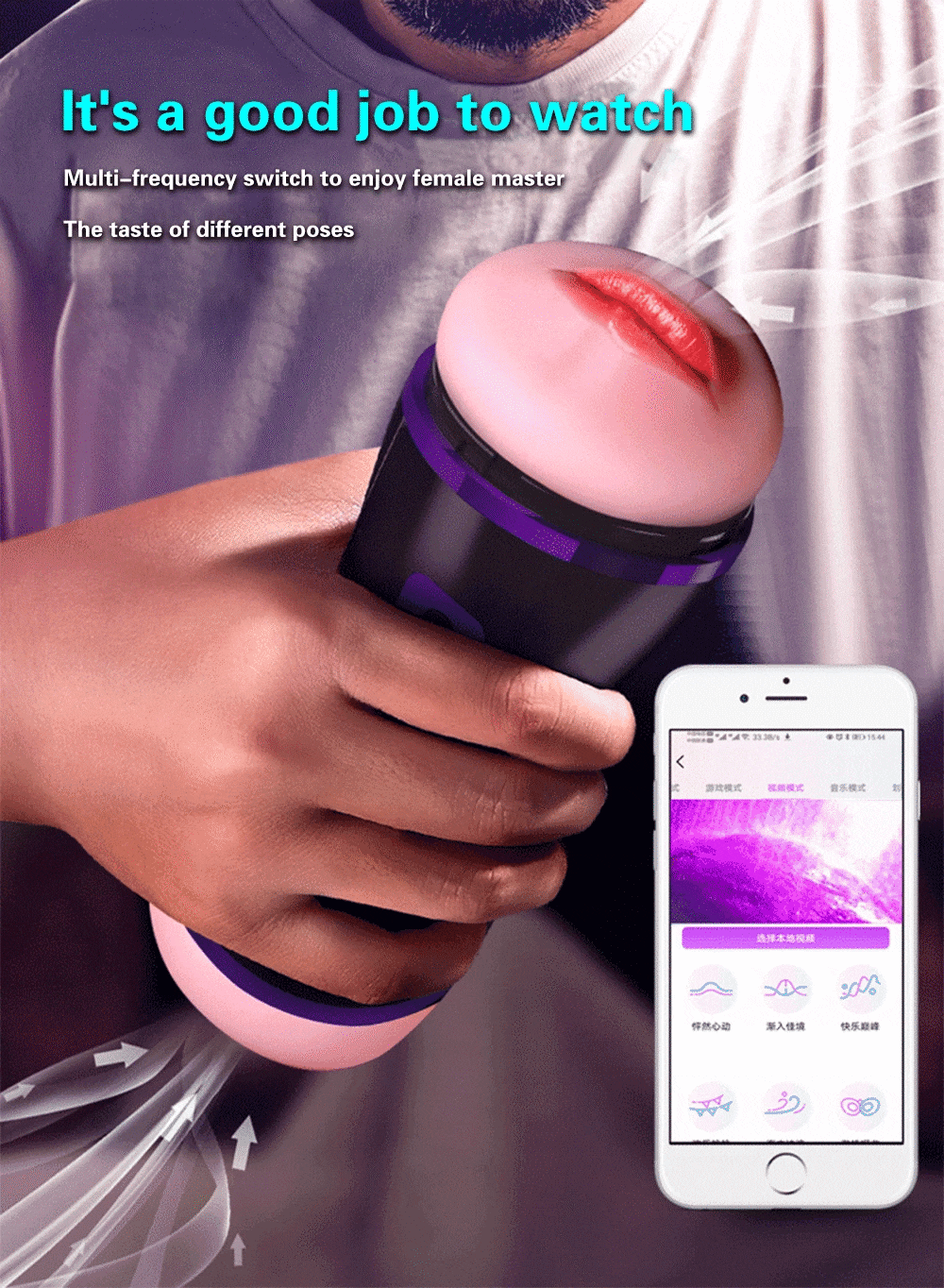 Âm đạo giả 3D 2 đầu rung hút điều khiển app, hưng phấn cực đỉnh