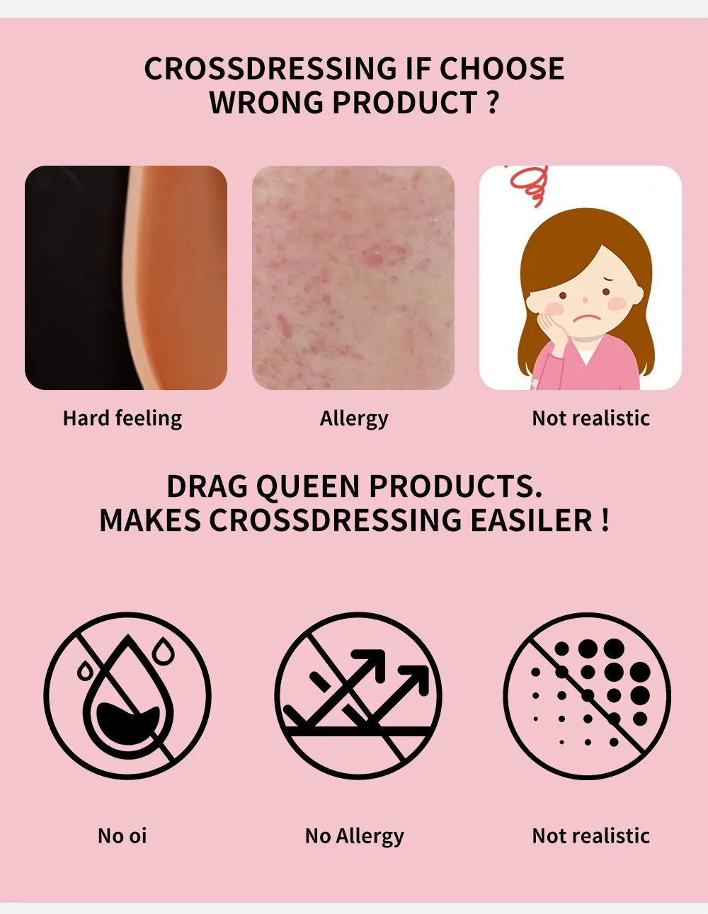 Ngực giả silicone cao cấp cosplay Drag Queen kích thích nam nữ