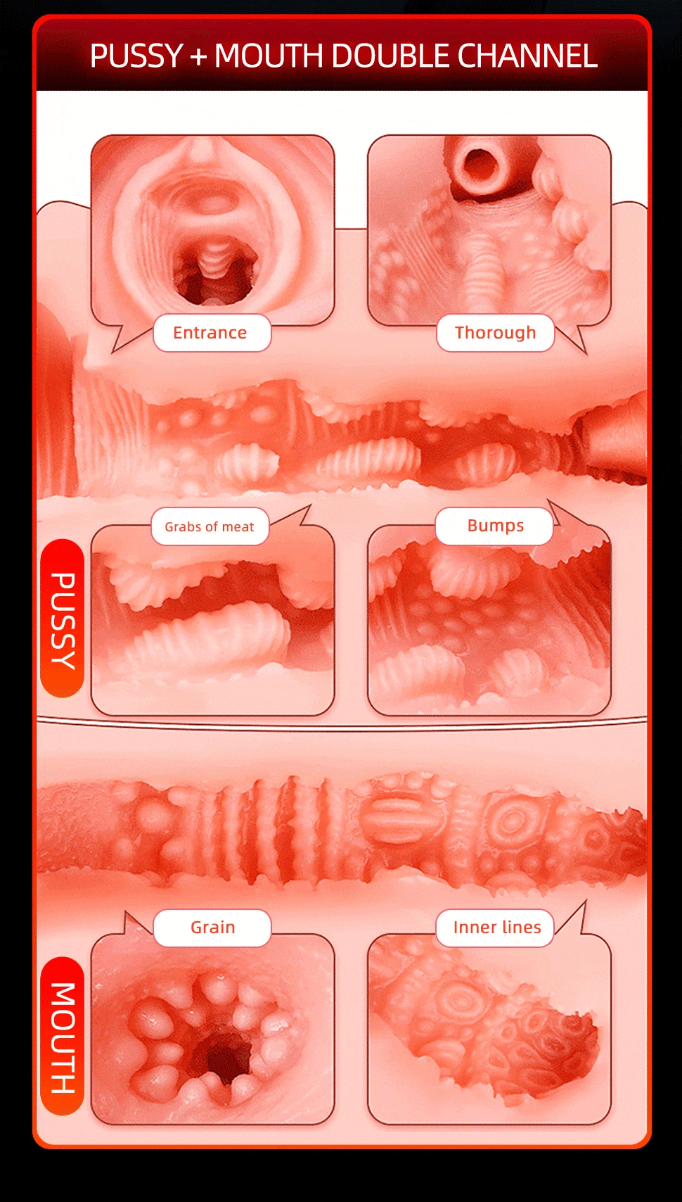Thông tin Âm đạo giả Man Fanle miệng silicon có rung cho nam cao cấp