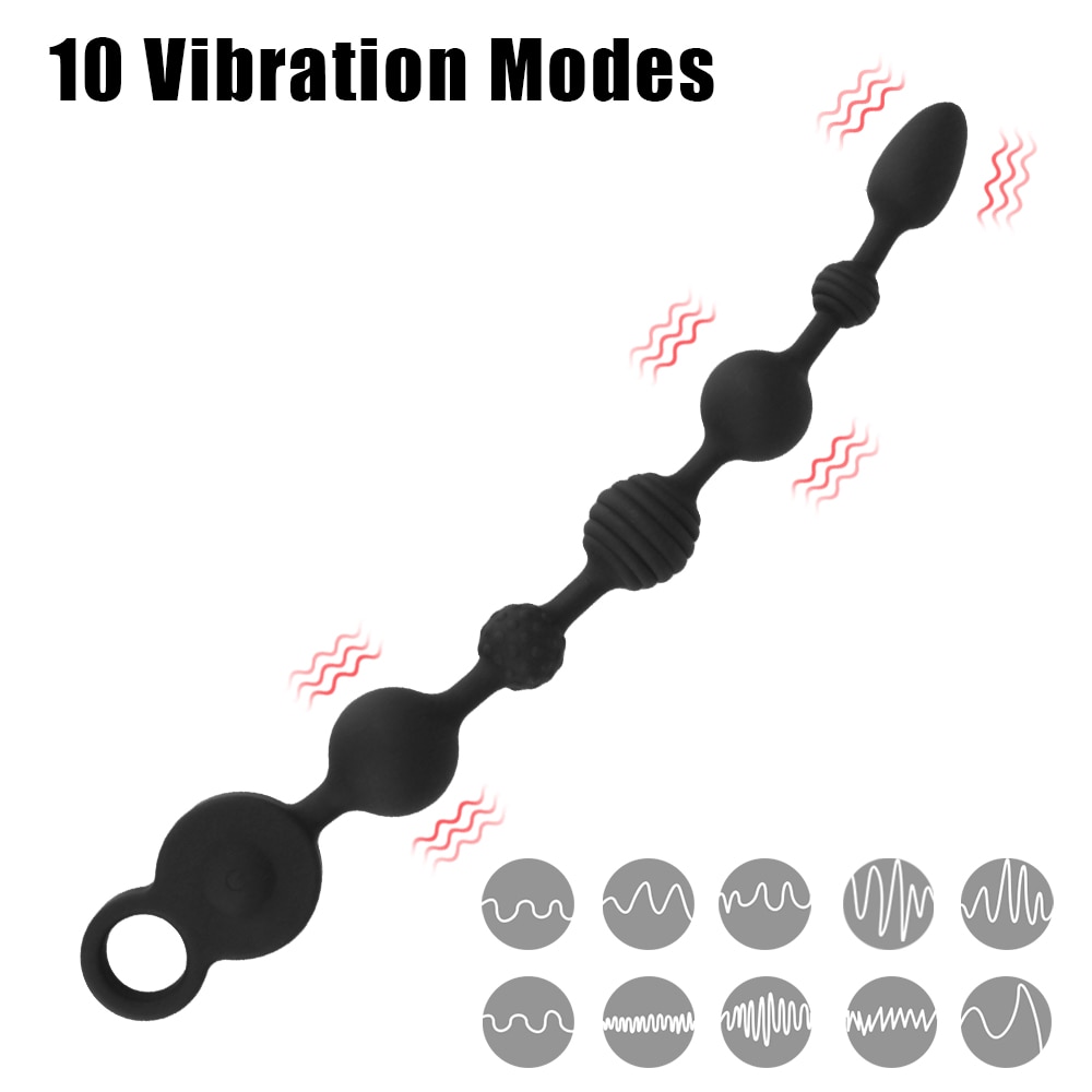 Que rung chuỗi Dildo đen 35/43cm kích thích hậu môn cực mạnh