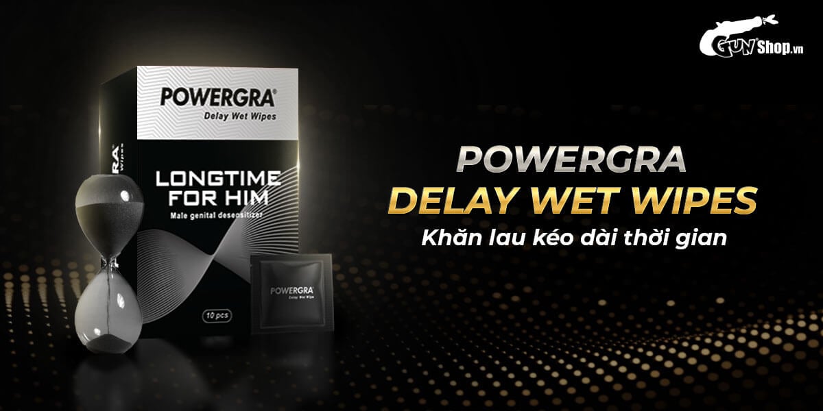 Bảng giá Khăn lau chống xuất tinh sớm Powergra Delay Wet Wipes kéo dài thời gian - Hộp 10 cái mới nhất