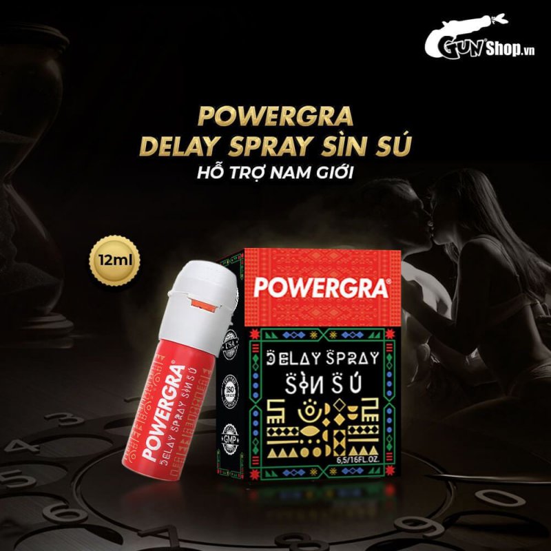 Powergra Delay Spray Sìn Sú 12ml kéo dài thời gian tăng khoái cảm