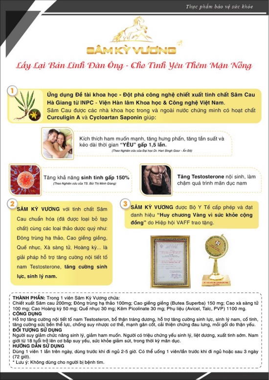 Thuốc Sâm Kỳ Vương tăng sức mạnh phái mạnh kéo dài thời gian quan hệ