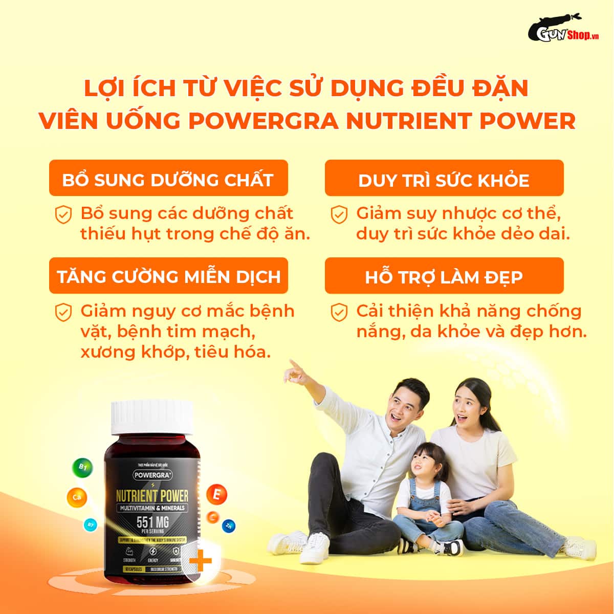 Powergra Nutrient Power 60 viên bổ sung vitamin khoáng thiết yếu tăng sức khỏe