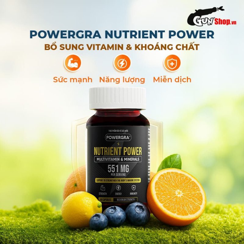 Powergra Nutrient Power 60 viên bổ sung vitamin khoáng thiết yếu tăng sức khỏe