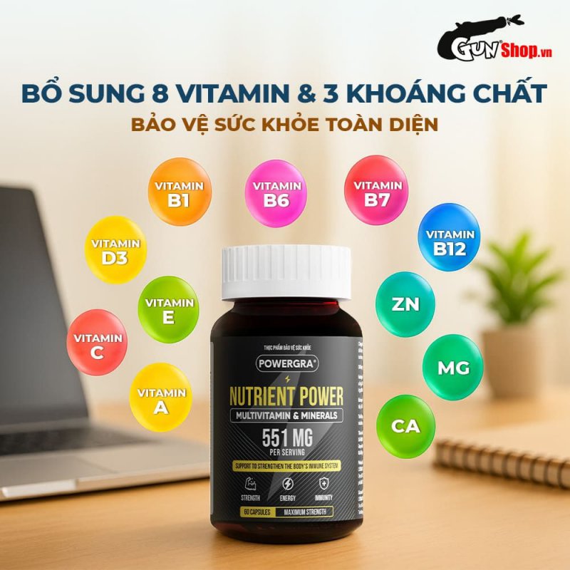 Powergra Nutrient Power 60 viên bổ sung vitamin khoáng thiết yếu tăng sức khỏe