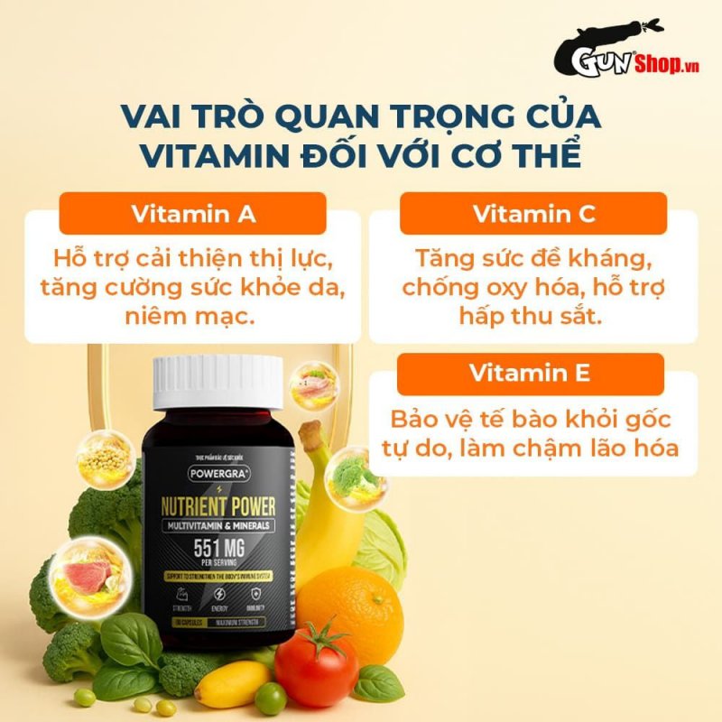 Powergra Nutrient Power 60 viên bổ sung vitamin khoáng thiết yếu tăng sức khỏe
