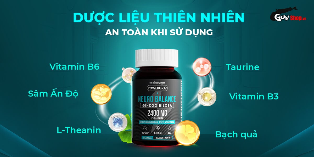Viên uống Powergra Neuro Balance tăng cường trí nhớ, bổ não 60 viên