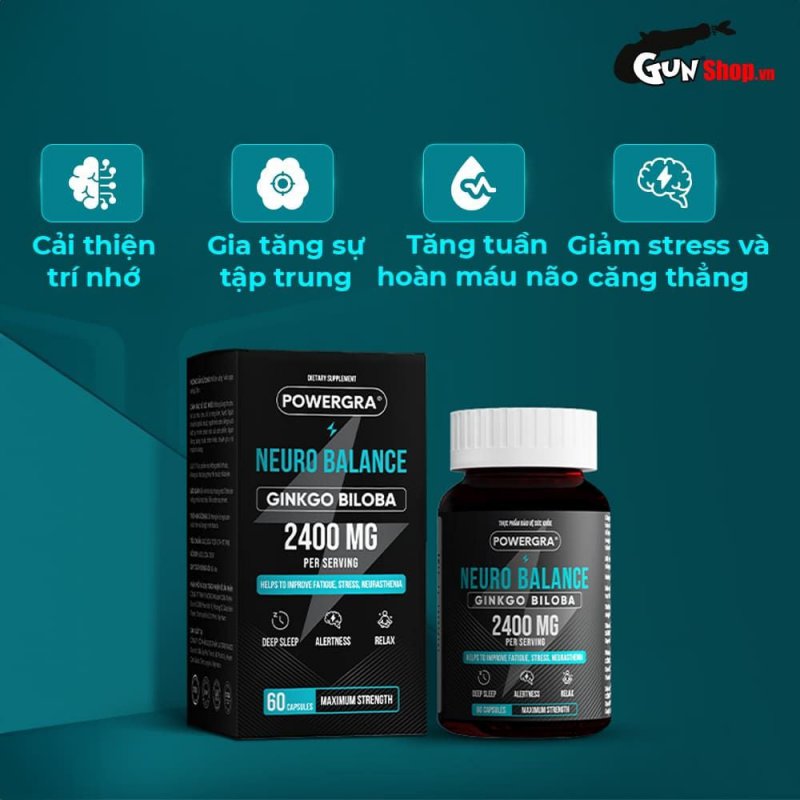 Viên uống Powergra Neuro Balance tăng cường trí nhớ, bổ não 60 viên