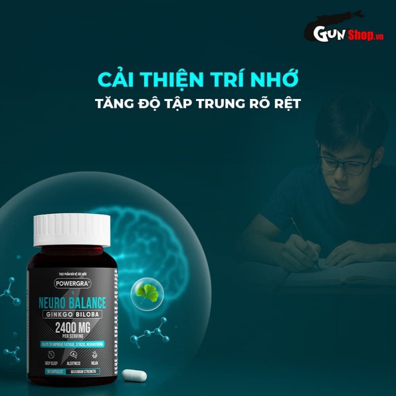 Viên uống Powergra Neuro Balance tăng cường trí nhớ, bổ não 60 viên