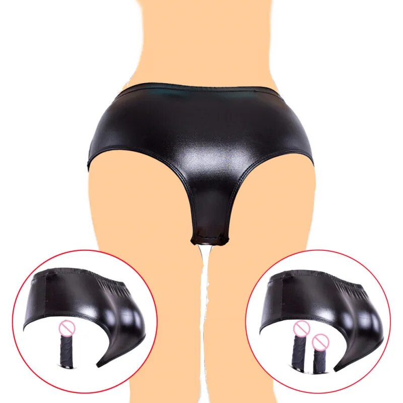 Bỏ sỉ Dương vật giả gắn quần lót da PU sextoy đồ chơi cho les nhập khẩu