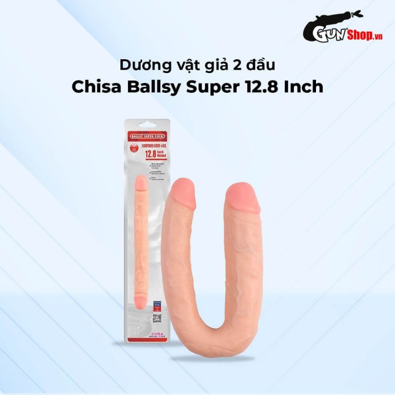 Dương vật giả 2 đầu Chisa Ballsy 12.8 inch, cực thật, kích thích max