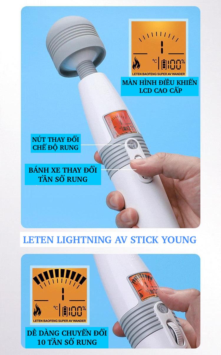 Kho sỉ Chày rung Leten Lightning AV Stick Young Version màn hình LCD cao cấp nhập khẩu Kho sỉ Chày rung Leten Lightning AV Stick Young Version màn hình LCD cao cấp nhập khẩu