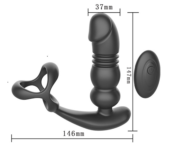 Phích cắm hậu môn Z-Shen rung thụt siêu mạnh kèm vòng đeo bìu