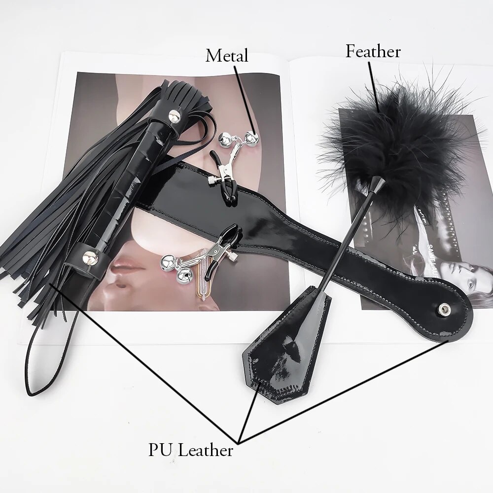 Bảng giá Bộ đồ bạo dâm 4 Món BDSM kẹp vú chổi roi gậy phết mông tốt nhất