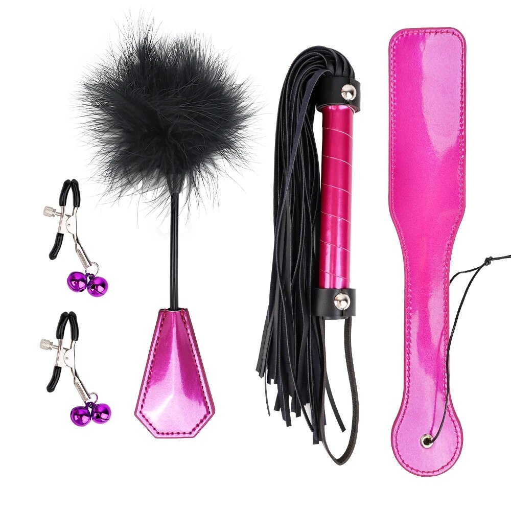 Bảng giá Bộ đồ bạo dâm 4 Món BDSM kẹp vú chổi roi gậy phết mông tốt nhất