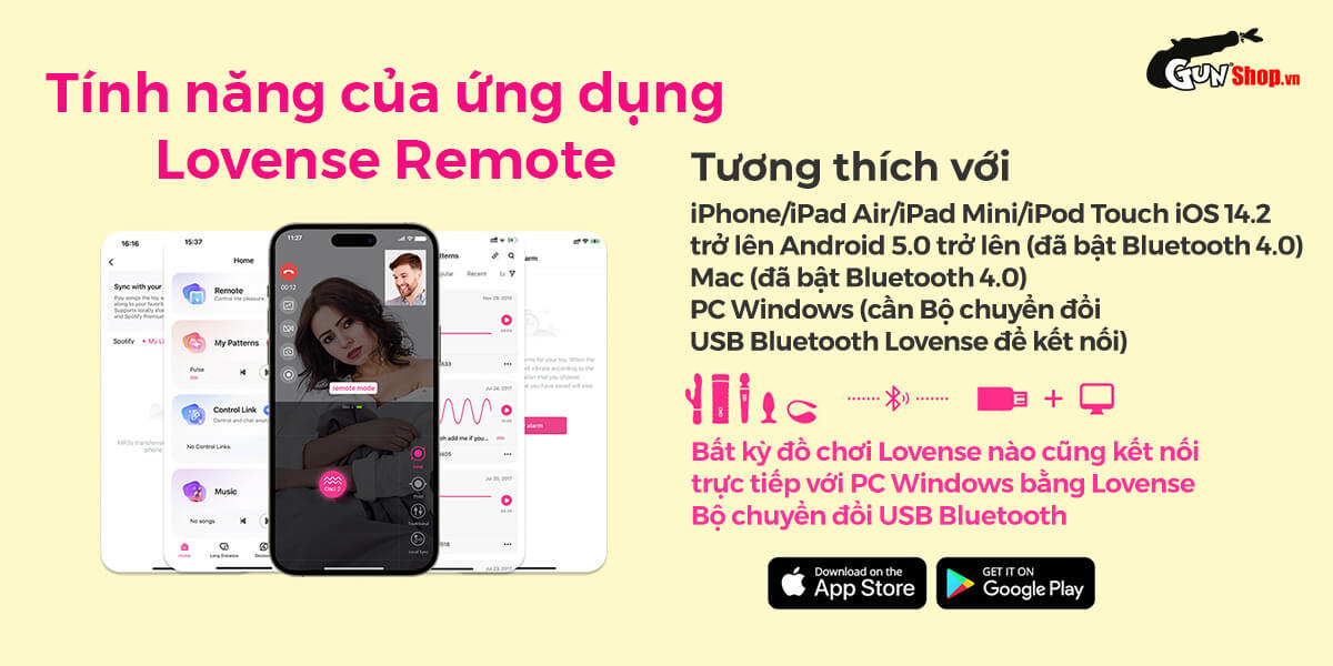 Máy massage Lovense Osci 2 điểm G Bluetooth điều khiển app thông minh