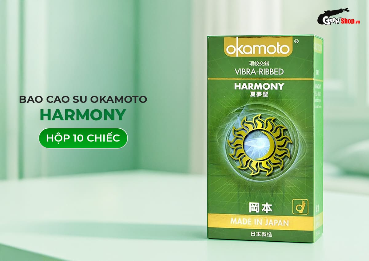 Thông tin Bao cao su Okamoto Harmony - Gân sọc, siêu mỏng - Hộp 10 cái hàng mới về