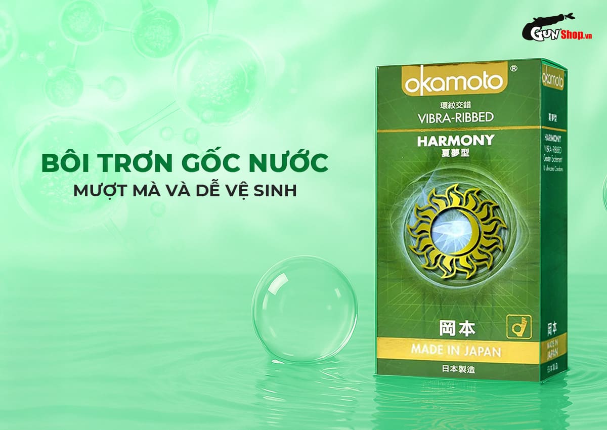 Thông tin Bao cao su Okamoto Harmony - Gân sọc, siêu mỏng - Hộp 10 cái hàng mới về