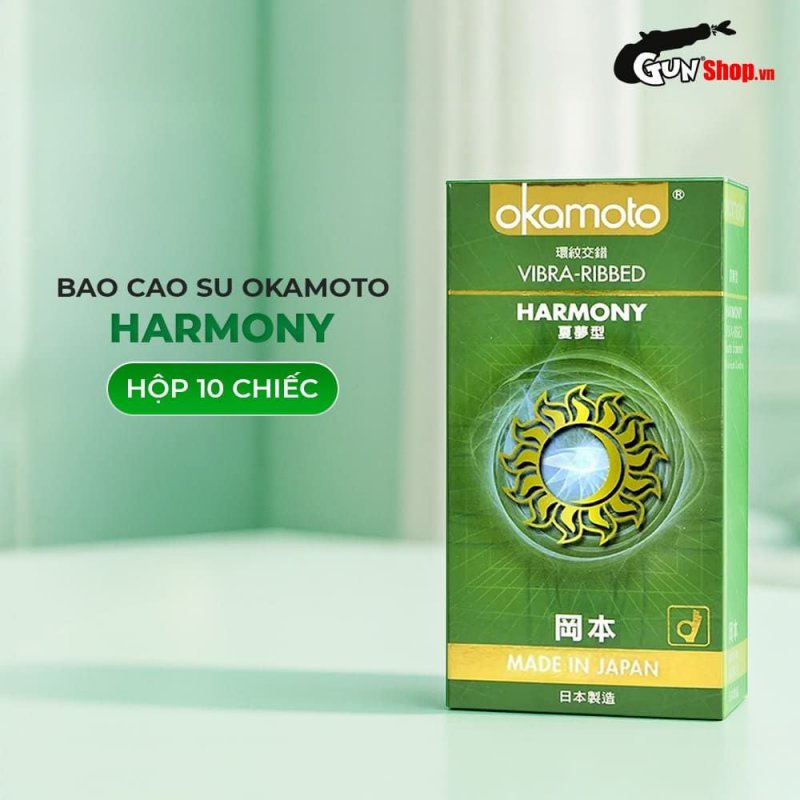 Okamoto Harmony siêu mỏng gân sọc an toàn mềm mại 10 cái