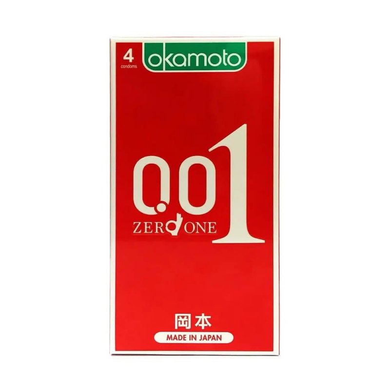 Bao cao su Okamoto 0.01 PU siêu mỏng cực mềm hộp 4 cái tiện lợi