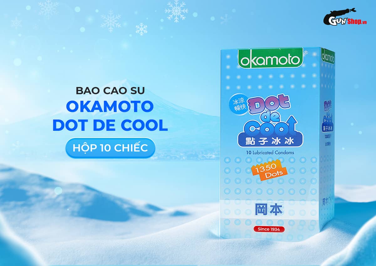 Giá sỉ Bao cao su Okamoto Dot De Cool - Gai lạnh, kéo dài thời gian - Hộp 10 cái giá rẻ