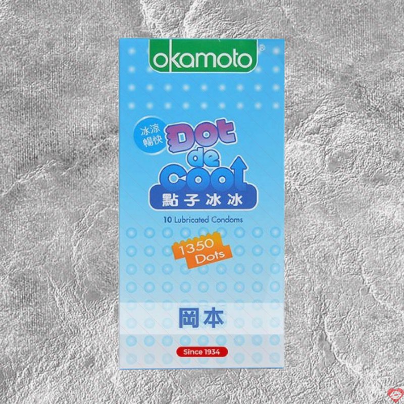Okamoto Dot De Cool hộp 10 cái Gai lạnh tăng khoái cảm, bền lâu 